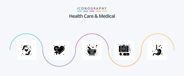 Health Care Medical Glyph Icon Pack Including Digestion First Aid – Stock-vektor