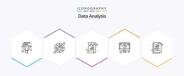 Data Analysis Line Icon Pack Including Graph Database Graph Online — Stock Vector