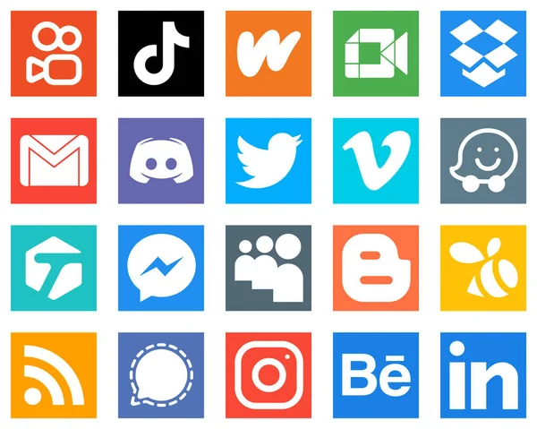 Mídia Social Completa Icon Pack Ícones Como Texto Discórdia Google — Vetor de Stock