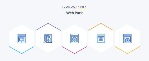 Web Pack Blue Icon Pack Including Web Lock Page Lock — Stockvector