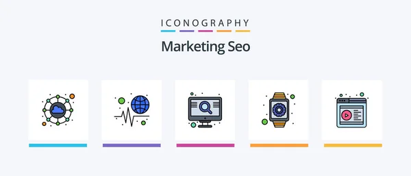Marketing Seo Line Filled Icon Pack Including Blog Browser Chat — Image vectorielle