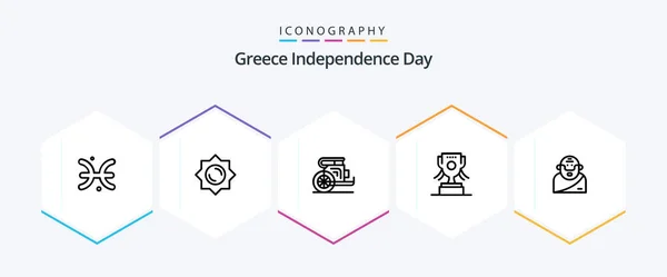 Greece Independence Day Line Icon Pack Including Mythology God Horses — Stockvector