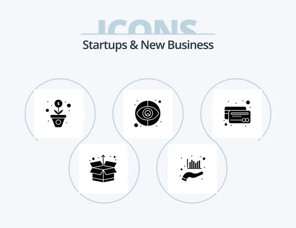 Startup Nuovo Business Glyph Icon Pack Icona Design Credito Bancomat — Vettoriale Stock