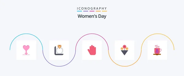 Womens Day Flat Icon Pack Incluyendo Día Las Mujeres Regalo — Archivo Imágenes Vectoriales