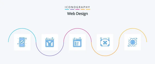 Web Design Blue Icon Pack Including Coding Tools Web Page — Stok Vektör
