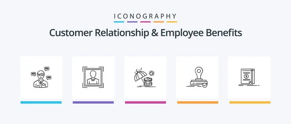 Customer Relationship Employee Benefits Line Icon Pack Including Document Done — Archivo Imágenes Vectoriales