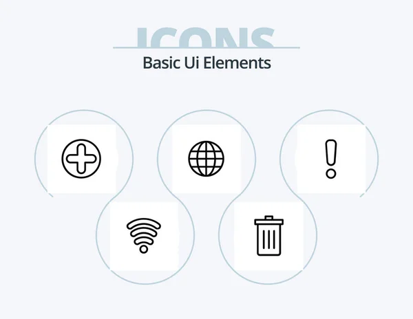 Basic Elements Line Icon Pack Icon Design Znamení Nový Bell — Stockový vektor