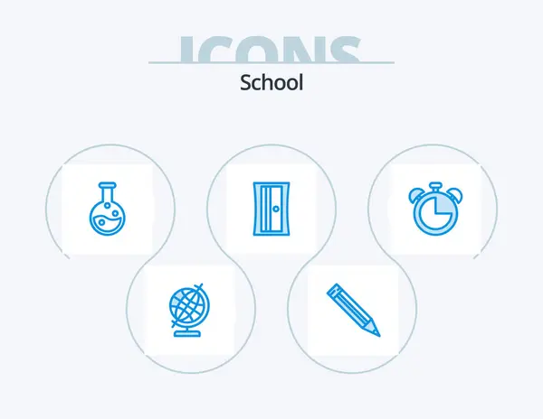 School Blue Icon Pack Icon Design Timer Laboratory Education Alarm — Vettoriale Stock