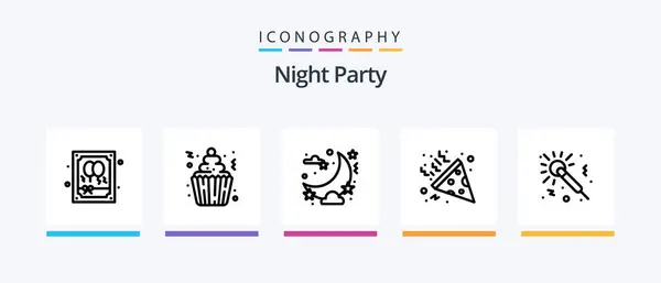 Night Party Line Icon Pack Including Night Party Glass Night — Stock Vector