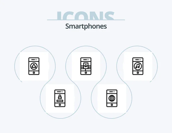Smartphones Line Icon Pack Icon Design Sozial Musik Technologie Medien — Stockvektor