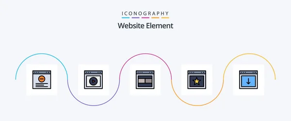 Website Element Line Filled Flat Icon Pack Including App Favorite — Stock Vector