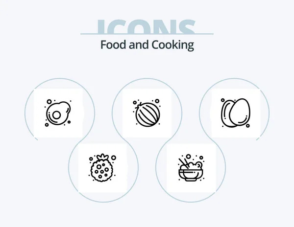 Food Line Icon Pack Icon Design Inglés Cebolla Medicina Huevos — Archivo Imágenes Vectoriales