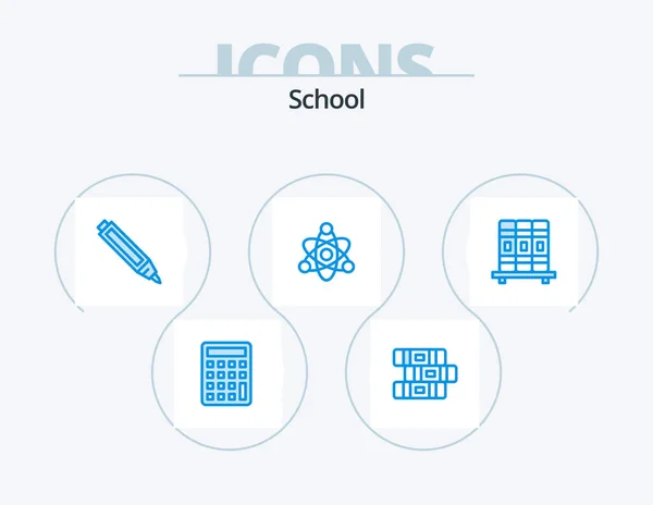 Школа Blue Icon Pack Icon Design Карандаш Исследования Шкаф — стоковый вектор