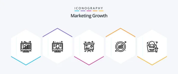 Marketing Growth Line Icon Pack Including Sales Growth Money Graph — ストックベクタ