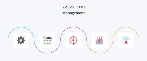 Management Flat Icon Pack Including Report Target Management Message — Vettoriale Stock