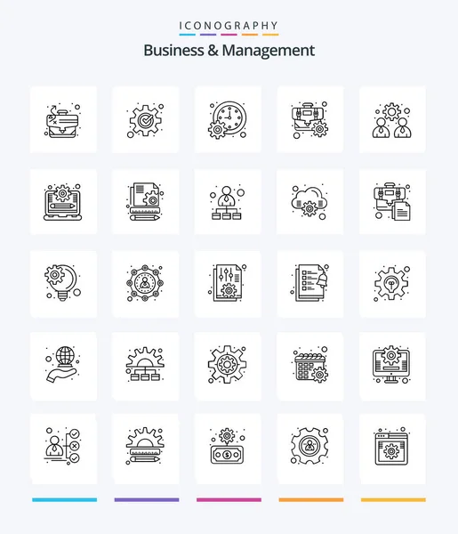Creative Business Management Outline Icon Pack Business Gear Business Cog — Stok Vektör