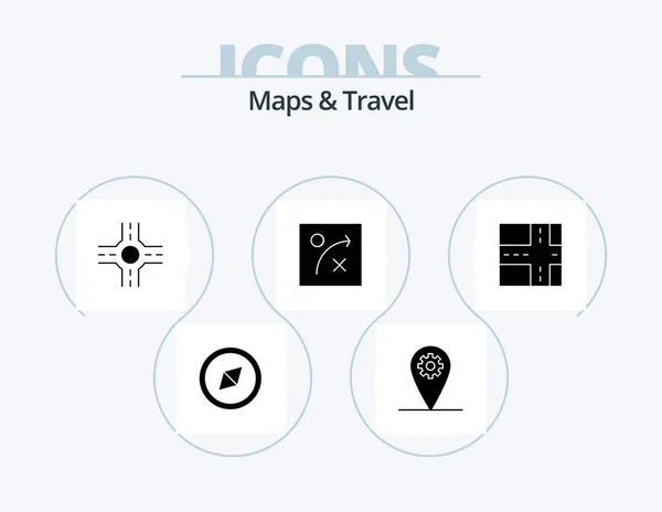 Karten Und Reise Glyph Icon Pack Icon Design — Stockvektor