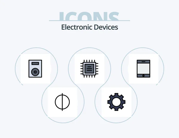 Devices Line Filled Icon Pack Icon Design Hardware Devices Database — Stock Vector