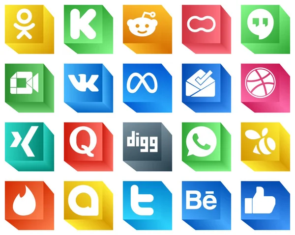Professionelle Social Media Icons Icons Pack Wie Quora Dribbling Google — Stockvektor