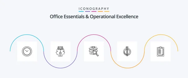 Office Essentials Operational Exellence Line Icon Pack Including Report Card — Archivo Imágenes Vectoriales