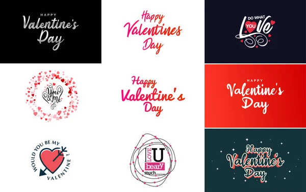Happy Valentine Day Greeting Card Template Floral Theme Pink Color — 图库矢量图片