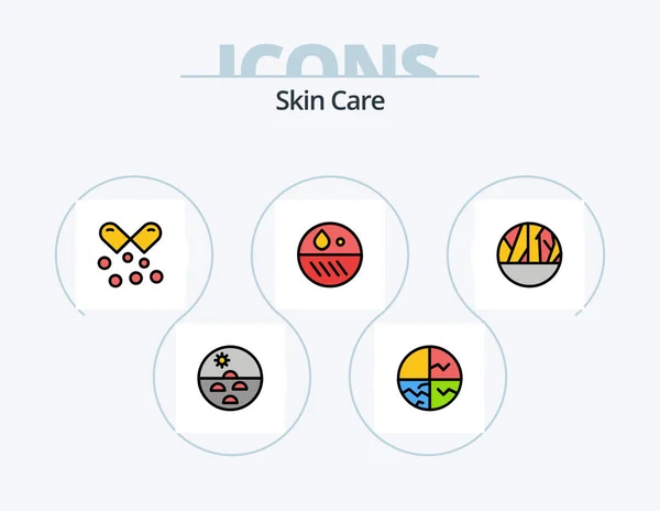 Skin Line Filled Icon Pack Icon Design White Cells Skin — Stockový vektor
