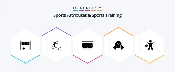 Sports Atributes Sports Training Glyph Icon Pack Including Exercise Dumb — Stockvector