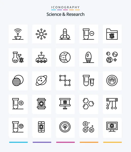 Creative Science Outline Icon Pack Science Atom Rocket Space — ストックベクタ