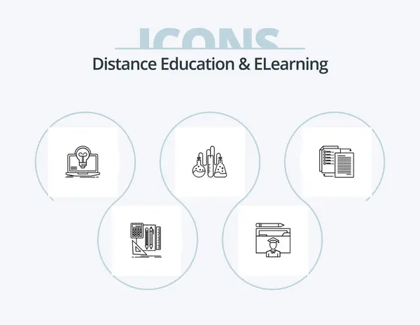 Distance Education Elearning Line Icon Pack Icon Design Light Science — Vector de stock
