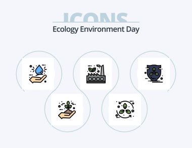 Ecology Line Filled Icon Pack 5 Icon Design. water. eco. hand. leaf. shield