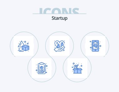Startup Blue Icon Pack 5 Icon Design. commerce. protection. flip. people. caring