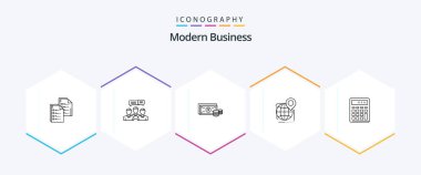 Modern Business 25 Line icon pack including globe. money. consulting. finance. dollar