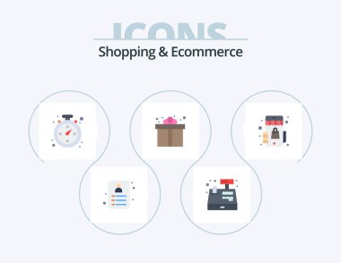 Shopping and Ecommerce Flat Icon Pack 5 Icon Design. shopping. shop. navigation. marketplace. retail