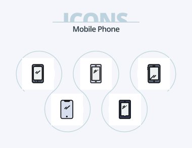 Mobile Phone Line Filled Icon Pack 5 Icon Design. .