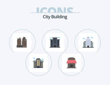City Building Flat Icon Pack 5 Icon Design. . . building. office. building