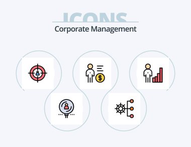 Corporate Management Line Filled Icon Pack 5 Icon Design. person. abilities. person. person. leadership