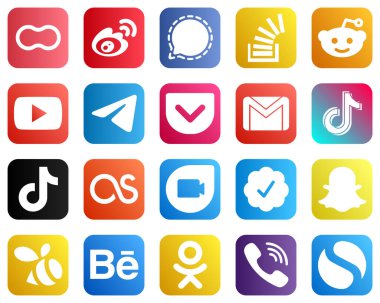 Complete Social Media Icon Pack 20 icons such as telegram. youtube. mesenger. reddit and stock icons. High quality and minimalist