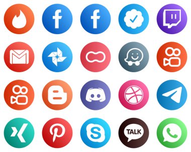 20 Elegant Social Media Icons such as discord. blogger. mail. kuaishou and women icons. Clean and minimalist