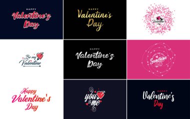 Happy Valentine's Day greeting card template with a romantic theme and a red color scheme