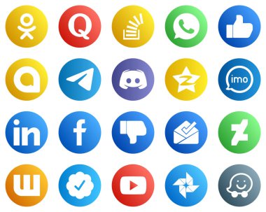 20 Unique Social Media Icons such as message. like. discord and messenger icons. Creative and high resolution