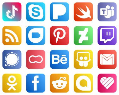 All in One Social Media Icon Set 20 icons such as signal. deviantart. swift. pinterest and feed icons. High quality and modern
