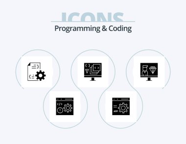 Programming And Coding Glyph Icon Pack 5 Icon Design. development. coding. management. programming. develop