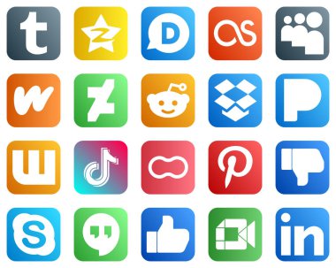 20 Versatile Social Media Icons such as china. douyin. literature. tiktok and pandora icons. Fully editable and versatile