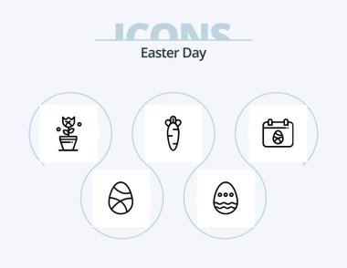 Easter Line Icon Pack 5 Icon Design. easter. egg. bynny. tulip. easter