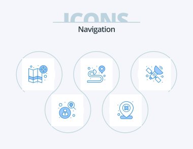 Navigation Blue Icon Pack 5 Icon Design. gps. route. location. pin. target