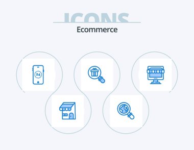 Ecommerce Blue Icon Pack 5 Icon Design. store. shop. online. ecommerce. ecommerce