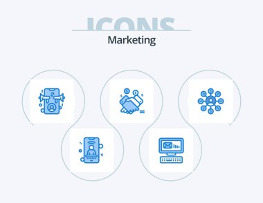 Marketing Blue Icon Pack 5 Icon Design. user. sales. ad. retail. hand