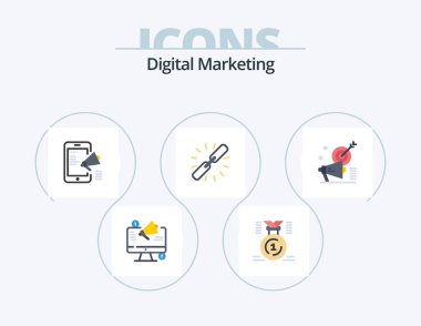 Digital Marketing Flat Icon Pack 5 Icon Design. chain. link. first. mobile advertising. media