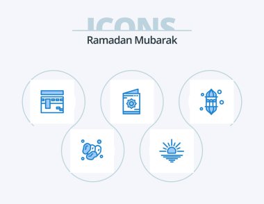 Ramadan Blue Icon Pack 5 Icon Design. muslim. invitation. open. card. islam