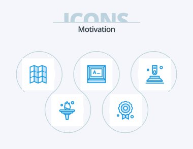 Motivation Blue Icon Pack 5 Icon Design. start. button. location. press. text